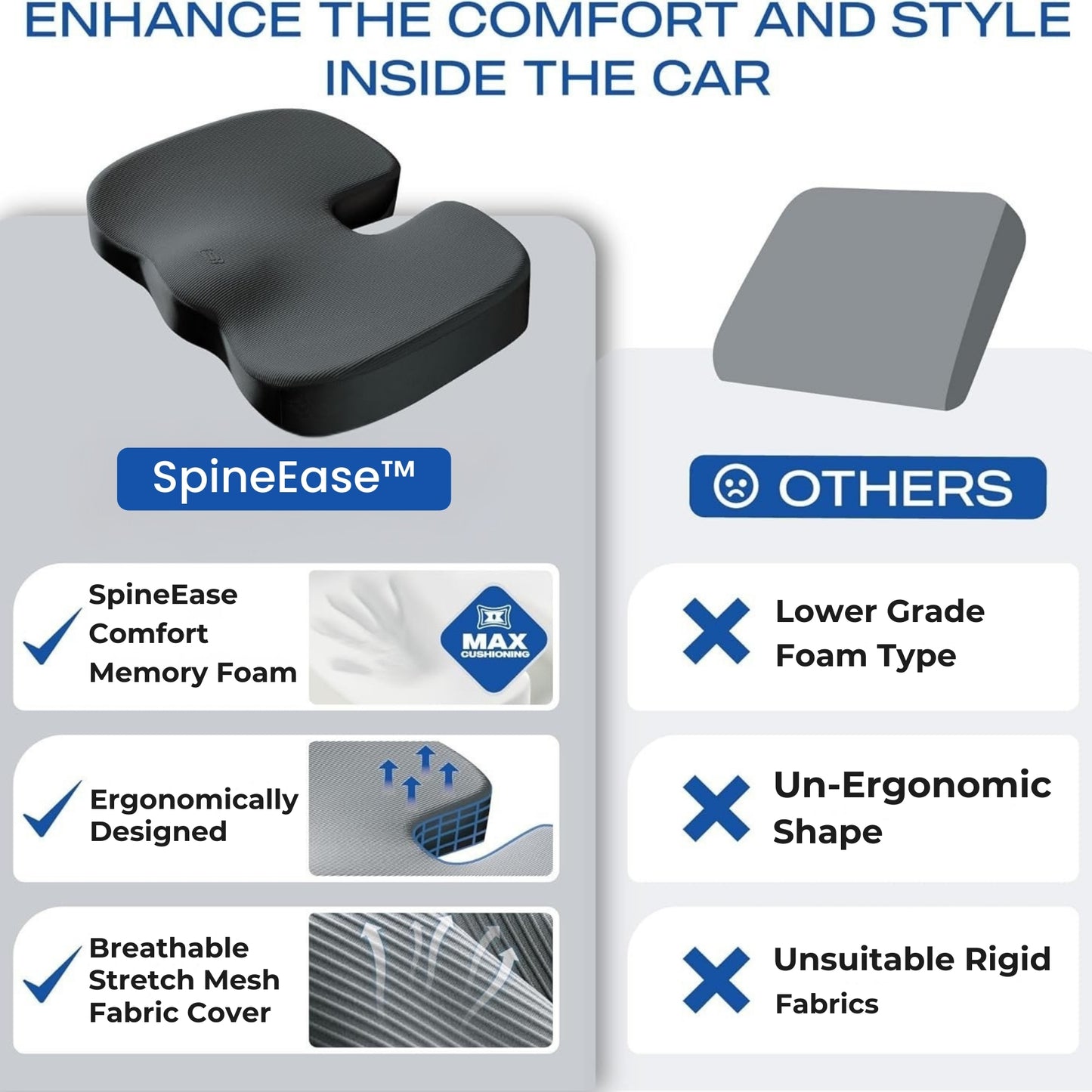 SpineEase™ Orthopedic Seat Cushion